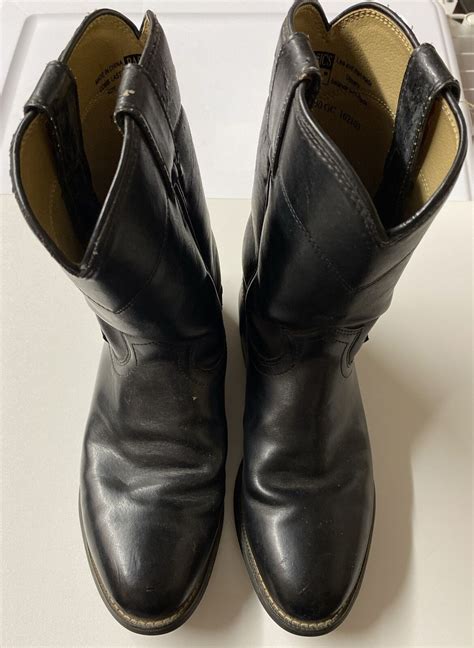 Justin Basics Mens Cowboy Boots Sz D Black Leather Gem