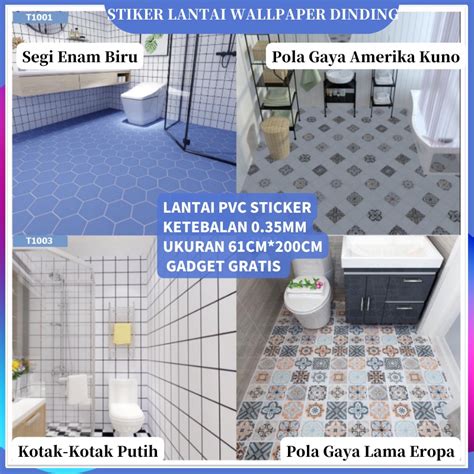 Jual Sticker Lantai Dinding Motif Meter Perekat Wallpaper Kamar Mandi