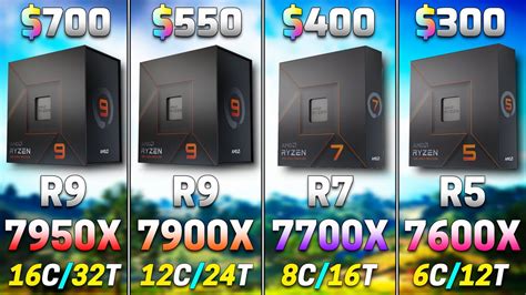 Ryzen 9 7950x Vs Ryzen 9 7900x Vs Ryzen 7 7700x Vs Ryzen 5 7600x Pc