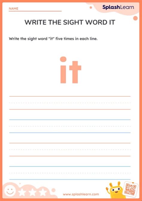 Write the Sight Word It — Printable ELA Worksheet