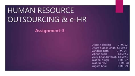 Human Resource Outsourcing And E Hr Ppt