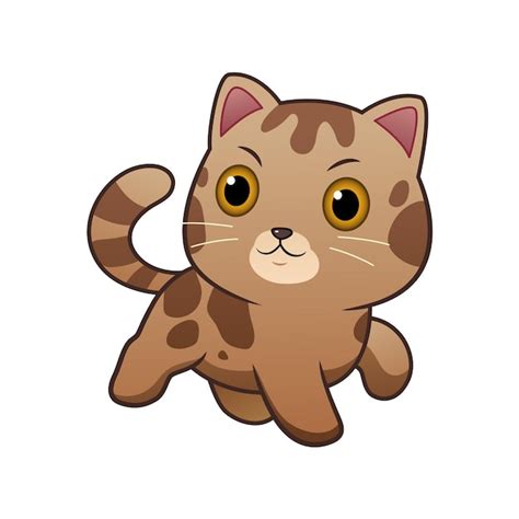 Adorável desenho animado de gato Kawaii Bengal Vetor Premium