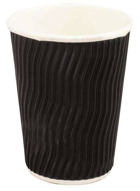 PE Lined Double Wall Hot Paper Cup Black Wave 12oz PERTH MEGAPLAS