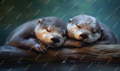 Premium AI Image | otters sleeping Animal