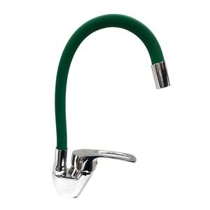 Смеситель для кухни Lemen LB-91477-G9 хром зеленый с гибким изливом ...