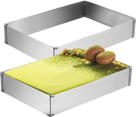 Tebery Pcs Square Baking Cake Tin Adjustable Cake Tins Rectangular