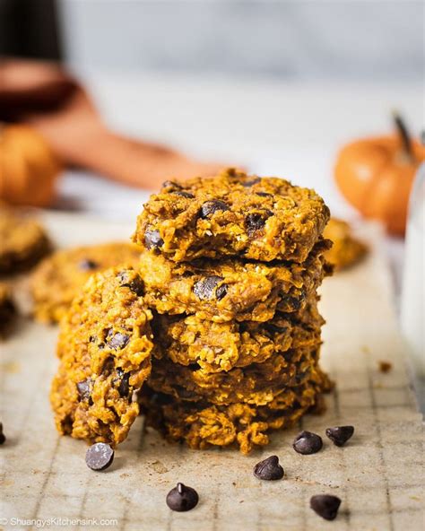 Pumpkin Oatmeal Chocolate Chip Cookies Vegan Shuangy S Kitchensink