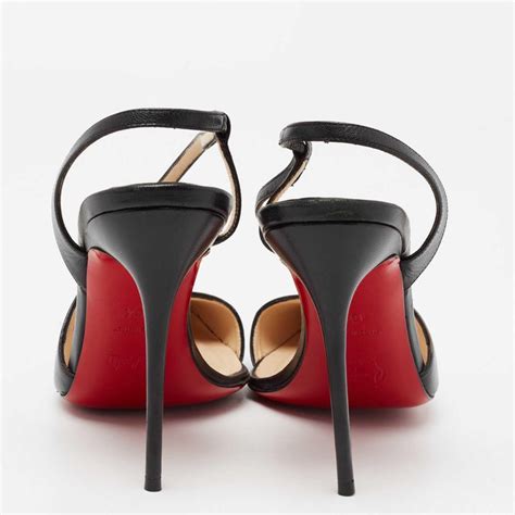 Christian Louboutin Black Leather Brandina Slingback Sandals Size 405 For Sale At 1stdibs