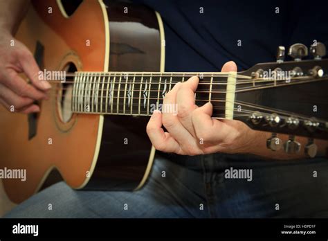 Performer Playing On The Acoustic Guitar Stock Photo Alamy