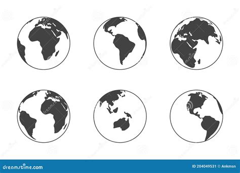 Silhueta Preta Do Globo Terrestre Isolada Em Fundo Branco Símbolo