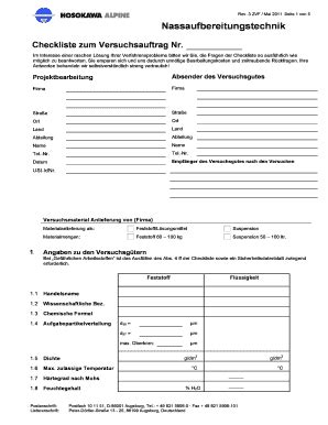 Fillable Online Checkliste Zum Versuchsauftrag Nr Fax Email Print