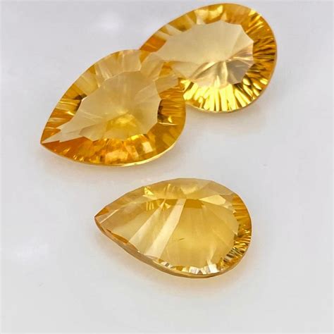 Citrine X Mm Concave Cut Pear Aa Grade Gemstones Parcel