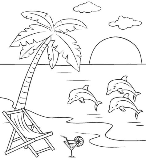 Beautiful Beach Scene Coloring Page - Free Printable Coloring Pages for ...