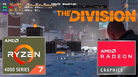 The Division Amd Ryzen 7 4700u Radeon Vega 7 Integrated Graphics Test Gameplay Youtube