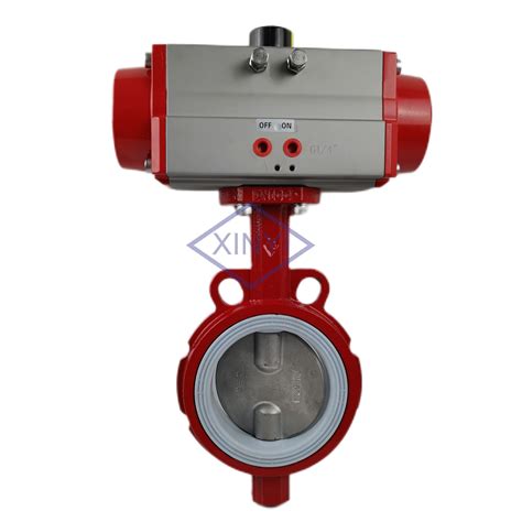 Pn16 Casting Iron Body Pneumatic Actuator Wafer Style Dn100 On Off Fpm