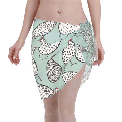 Disketp Hand Drawn Chickens Women Swimsuit Cover Up Short Chiffon Summer Beach Sarong Bikini