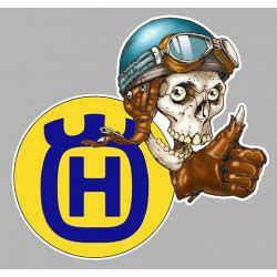 Husqvarna Skull Gauche Sticker Cafe Racer Bretagne Clicboutic