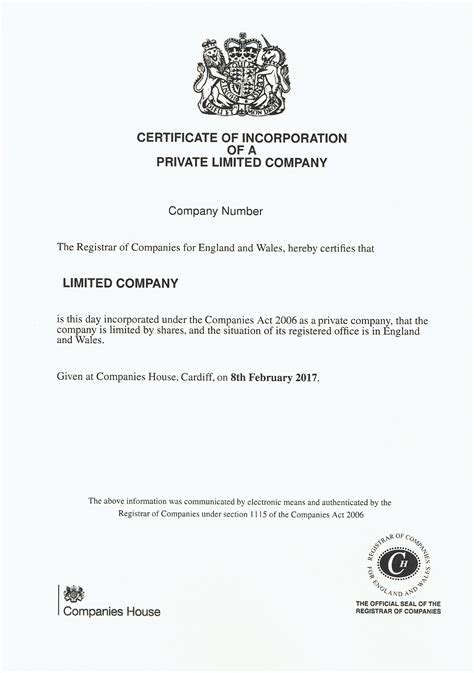 Example Of Certificate Of Incorporation