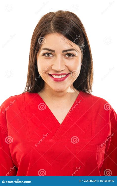 Retrato De Un Hermoso Joven Doctor Con Vestimenta Y Sonrisa Imagen De