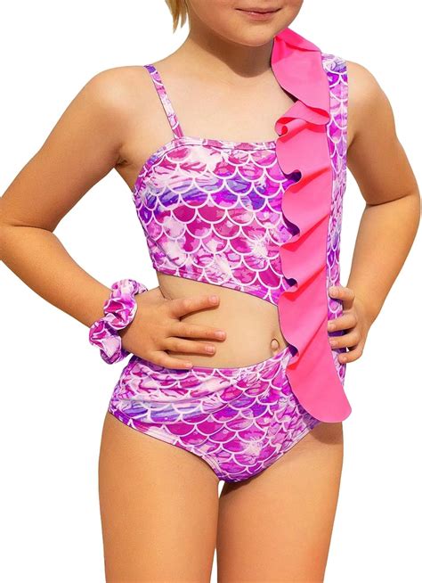 Amazon Floerns Girl S One Piece Asymmetrical Neck Graphic Cut Out