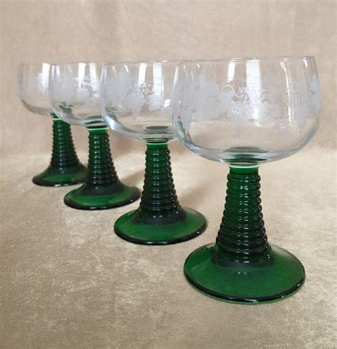 Roemer Wine Glass German Wine Green Stem Vintage Glass Etsy