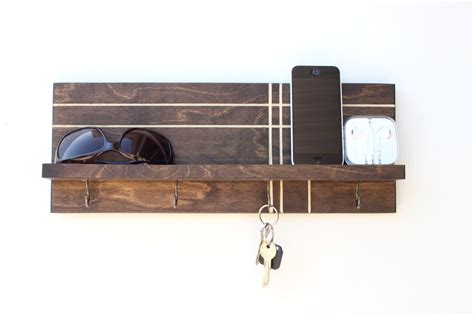 Wood Shelf With Hooks Wooden Shelf Key Holder for Wall Key - Etsy