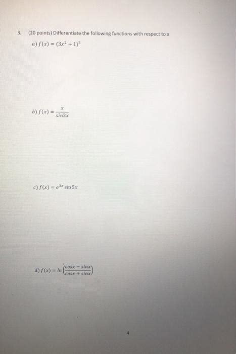 Solved Points Differentiate The Following Functions Chegg