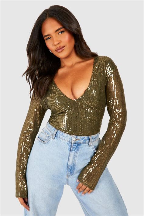 Sequin Bodysuits Glitter And Sparkly Bodysuits Boohoo Usa