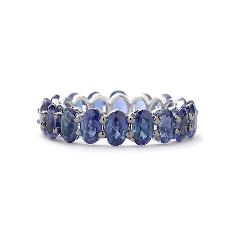 Oval Blue Sapphire Eternity Band White Gold | New York Jewelers Chicago