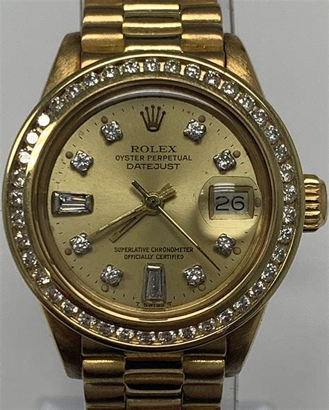 Rolex Lady Datejust 26mm Champagne Dial Yellow Gold President Bracelet Grailzee