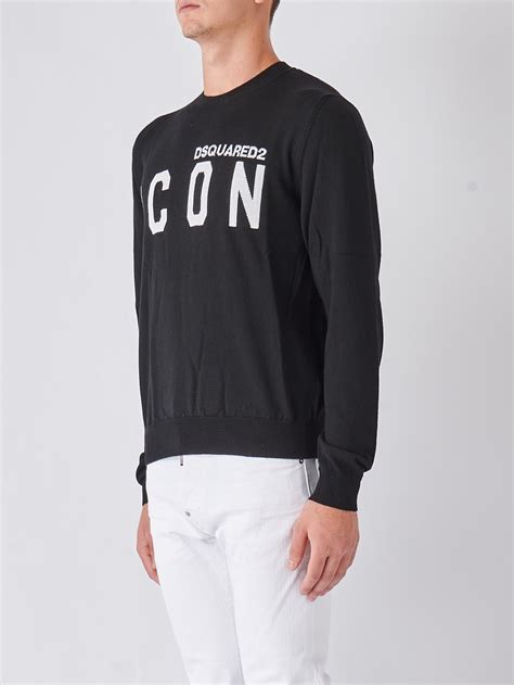 Dsquared2 men's sweater in wool Black-White | Buy online at the best ...