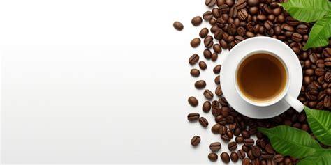 Premium Ai Image Top View A Coffee Beans And Leaf And Glass Of Coffee