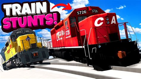 Can We Survive Jumping Crashing Trains In Beamng Drive Mods Youtube