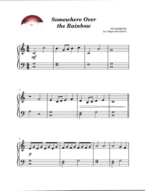 Somewhere Over the Rainbow Piano Solo for Beginners Digital Sheet Music ...