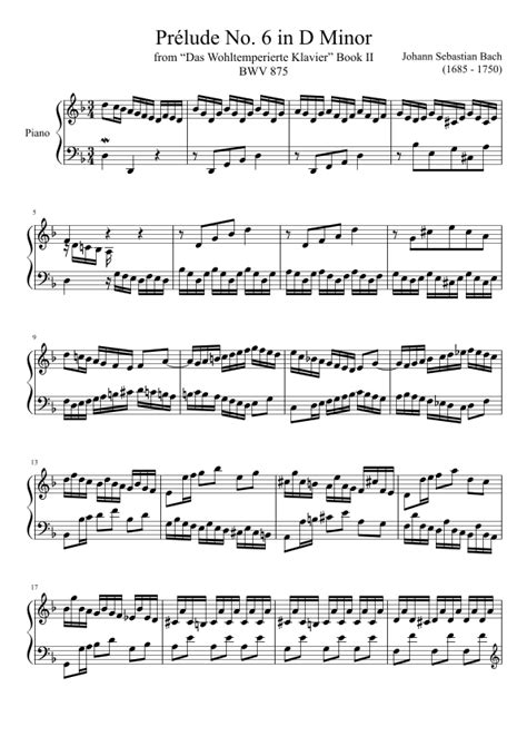 Prelude No Bwv In D Minor Sheet Music Johann Sebastian Bach