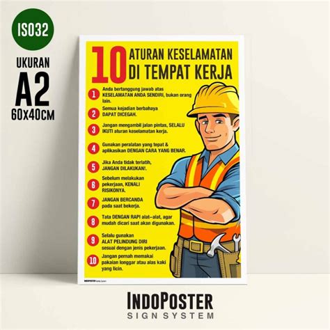 Jual Safety Poster K Aturan Keselamatan Di Tempat Kerja A X Cm