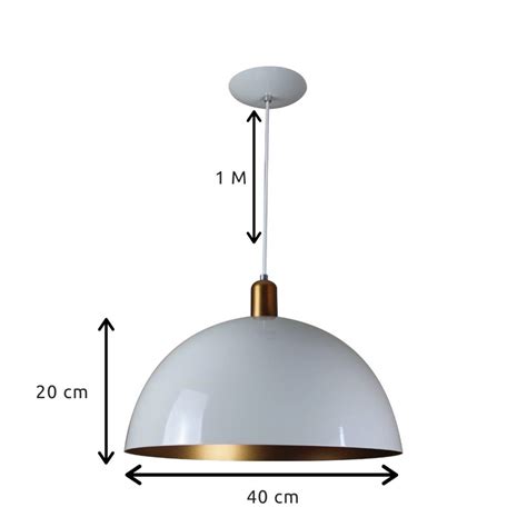 Luminária Pendente Meia Lua 40 cm Nude Dourado Elo7