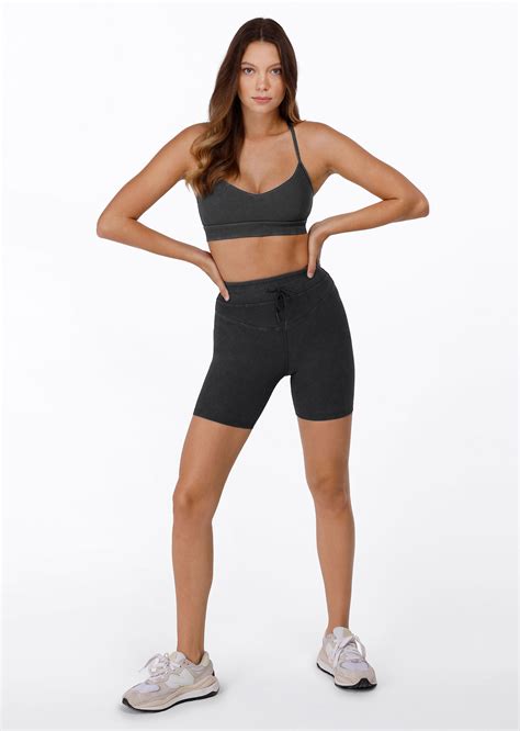 Yin Washed Rib Bike Short Black Lorna Jane USA