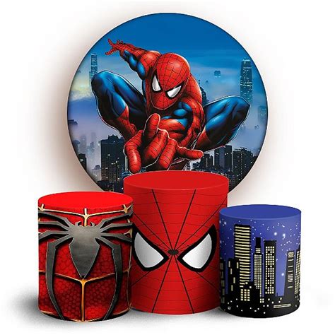 KIT Redondo e Trio Homem Aranha Sublimado 3D Sublistamps Sublimação