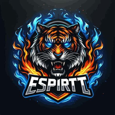 Um Logotipo De Esports Do Flames Tiger Vetor Premium