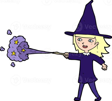 Cartoon Witch Girl Casting Spell 44958683 Png