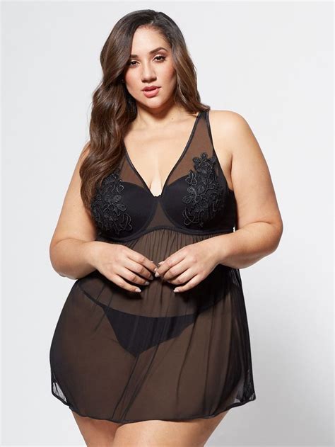 Ftf Carmen Mesh Chemise Sheer Lace Lingerie Lingerie Plus Size Women