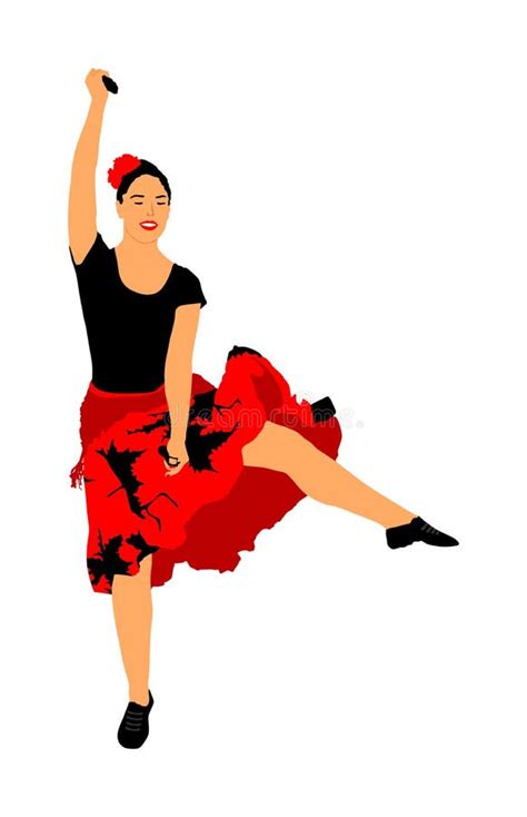 Attractive Spanish Girl Flamenco Dancer Silhouette Hispanic Woman With