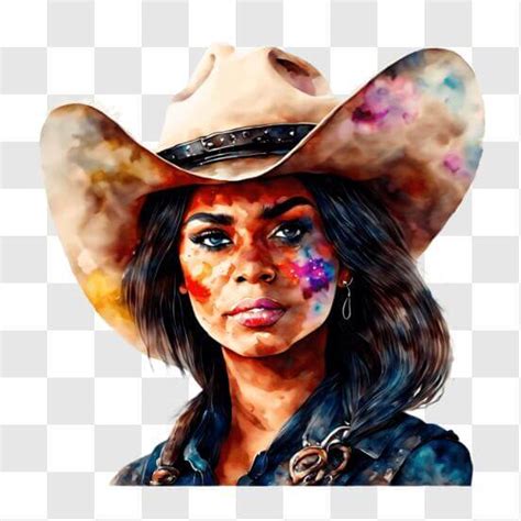 Download Western-themed girl with cowboy hat and face paint PNG Online ...