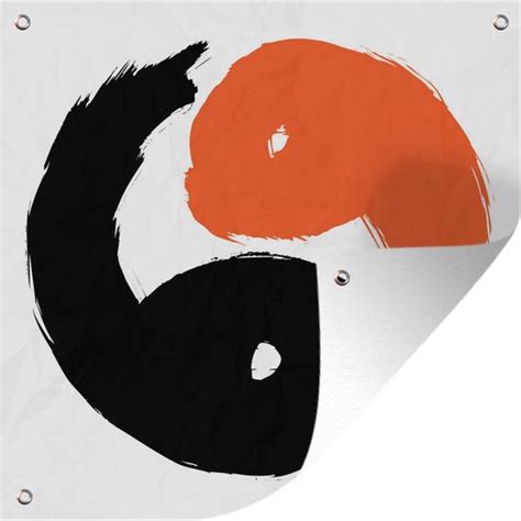 Tuinposters Een Illustratie Van Het Yin En Yang Logo In Zwarte En