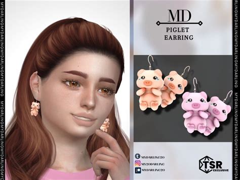 The Sims Resource Sims 4 EARRINGS Mydarling20 PIGLET EARRINGS