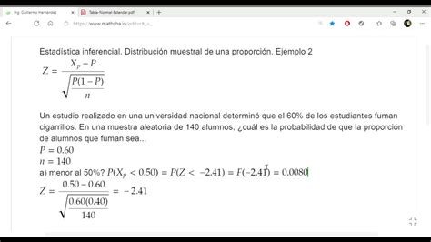 Distribución Muestral De Una Proporción Ejemplo 2 Youtube