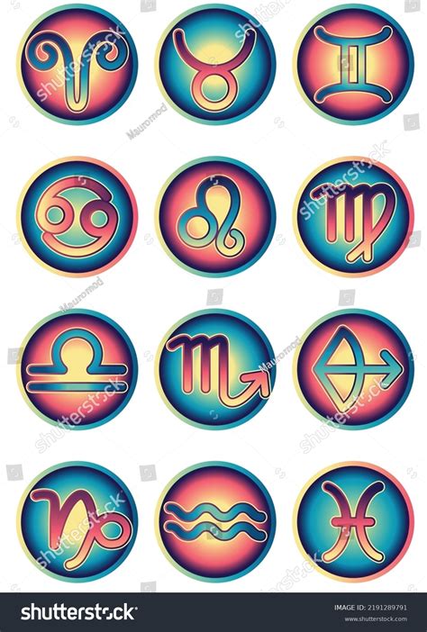 Zodiac Sign Set Vector Illustration Stock Vector Royalty Free 2191289791 Shutterstock