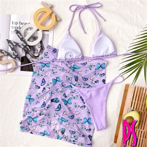 Sweet Lilac Butterfly Cover Up Bikini Set Pink Sugar Bikini
