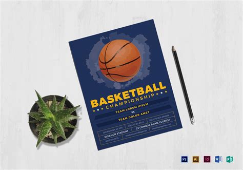 Basketball Flyer Design Template in PSD, Word, Publisher, Illustrator ...